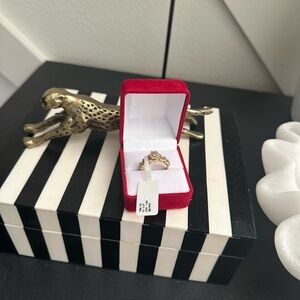 Gold Floral Cluster Ring in Red Velvet Box